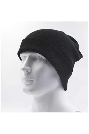 SUNWAY Bonnet dhiver en tricot baggy - Bonnet dhiver doux et chaud - Bord enroulable - Unisexe - Pour homme et femme - Tail