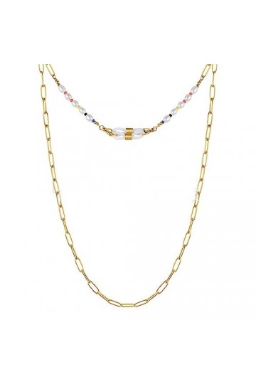 OQHAIR Collier chaîne de lunettes chaîne ovale perle D 7 3/8 