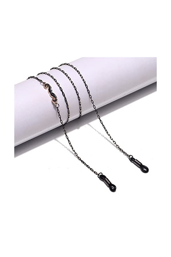 TONZN Corde à lunettes en métal Lunettes à barbe noire Pendentif Chaîne à lunettes faite à la main D 1 