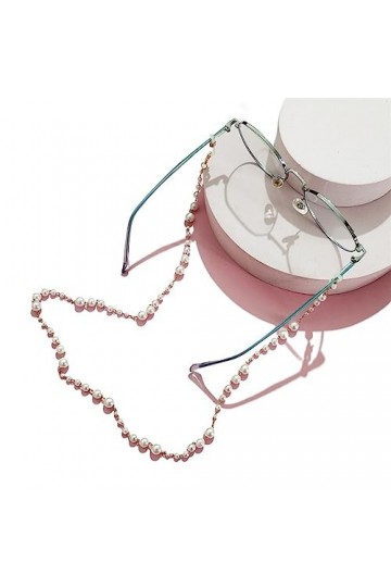 TONZN Chaîne de lunettes en perles dimitation, écouteurs perlés faits à la main, chaîne anti-chute D 65 cm 