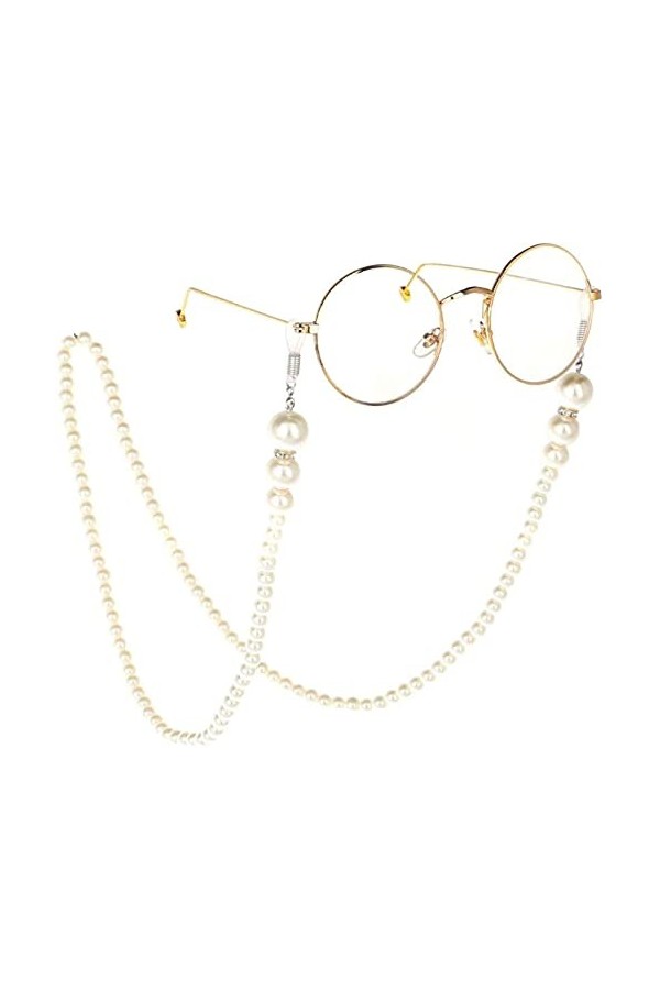 HaoLi Chaîne de Lunettes Support de Lunettes réglable antidérapant Lunettes de Soleil perlées Lunettes de Vue Lunettes Chaîne