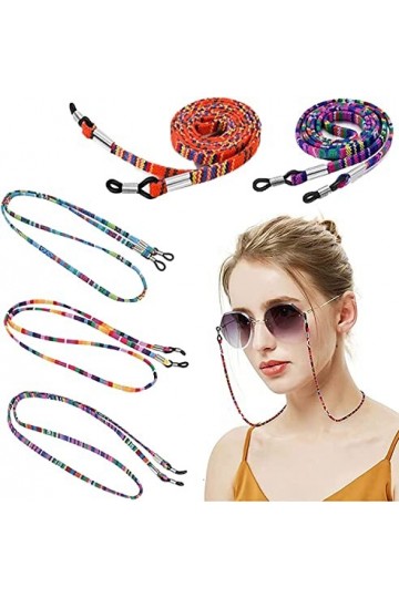 DSFEN Lot de 5 lanières de chaîne pour Lunettes, chaîne de Porte-Lunettes de Style Ethnique, Cordon de Lunettes de Soleil col