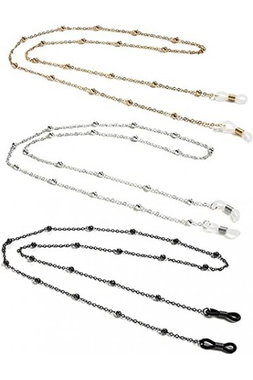 DSFEN 3 pièces chaîne de Lunettes Lecture Cordons de Verre lanière Collier de Perles chaîne Lunettes de Soleil Porte-Sangle L