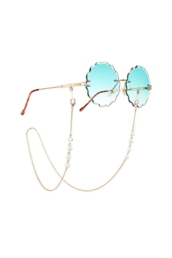 chaîne de lunettes Lunettes de soleil en cristal transparent Lunettes de soleil Chaînes Perle Femmes Lanyard Accessoires Lune