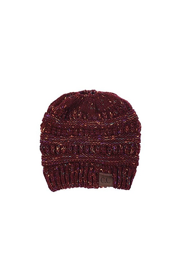 ZiXing Automne Hiver Bonnet en Tricot avec Trou pour Queue de Cheval Beanie Chapeau Rose OneSize
