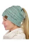 ZiXing Automne Hiver Bonnet en Tricot avec Trou pour Queue de Cheval Beanie Chapeau Rose OneSize