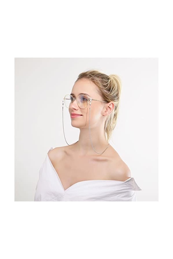 Générique Cordon à Lunettes 1,2 mm Or et Argent Lunettes de Soleil Chaîne à Lunettes Chaîne Serpent Couleur : Argento, Taill