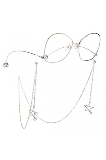 Générique Cordon de Lunettes en métal Anti-dérapant Argent Perle étoile Pendentif chaîne de Lunettes Mode D comme indiqué su