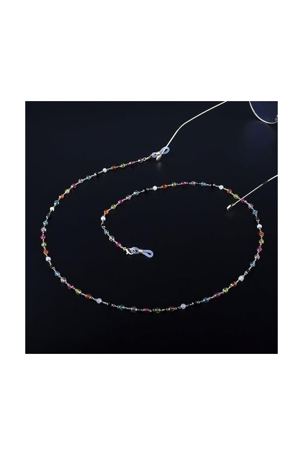 TONZN La chaîne de lunettes faite à la main en cristal de couleur nest pas facile à estomper Chaîne de lunettes de lecture 