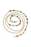 TONZN Chaîne de lunettes en cristal coloré Lunettes colorées Corde Métal Cuivre Chaîne antidérapante D 75 cm 