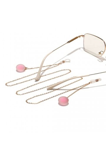 TONZN Chaîne de lunettes en métal populaire or givré boule rose pendentif chaîne de lunettes D 1 