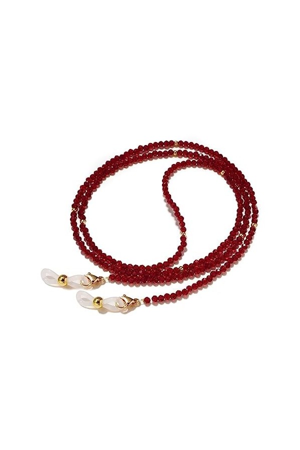 TONZN Clip en cristal pointu chaîne de lunettes en perles dor chaîne faite à la main chaîne licou pour femme verte couleur 