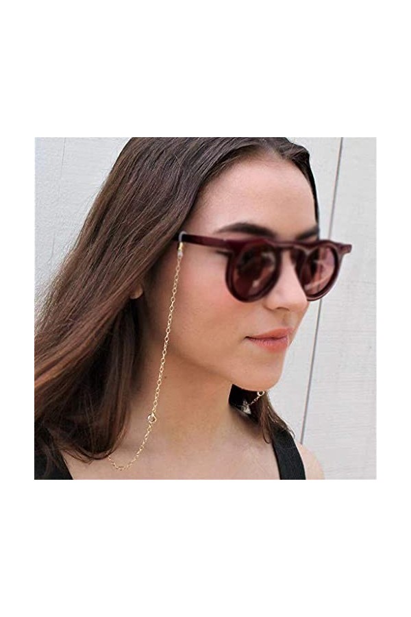 Chaîne de Lunettes pour Femme Chaîne en Cristal Blanc pour Lunettes Longe Lunettes de Soleil Sangle Lunettes de Soleil Cordon