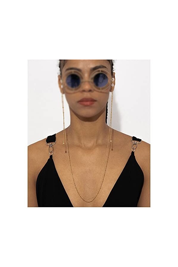 Chaîne de Lunettes en Or pour Femmes Perles Rondes Longe Lunettes de Mode Sangle Lunettes de Soleil Cordons Accessoires de Lu