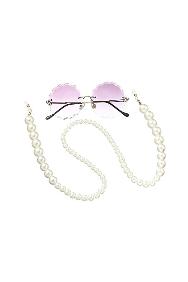 chaîne de lunettes Chaîne de lunettes pour femmes Grande simulation Perle Perle Chaîne pour lunettes Lanyard Cordons Cordons 