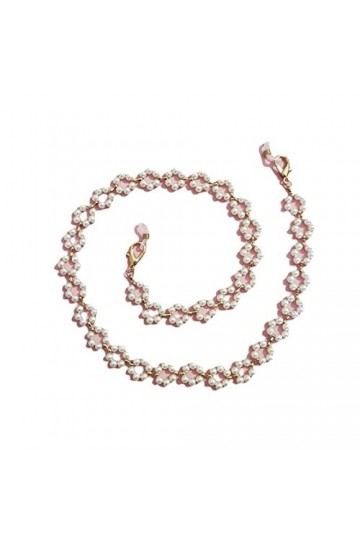 OQHAIR Perle Fleur Lunettes De Soleil Chaîne Femmes Masque Visage Romantique Chaînes Spectacle Cordon Sangle De Cou Couleur 