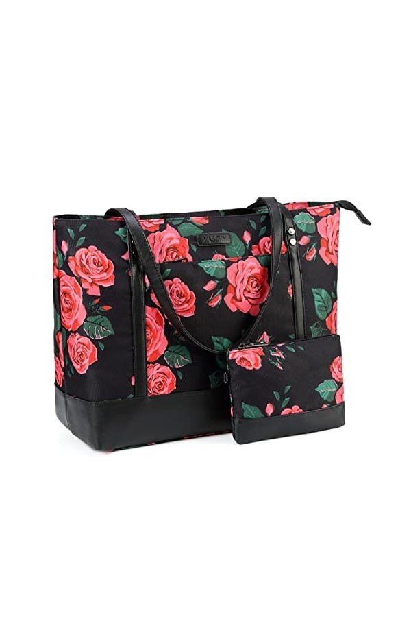VASCHY Cabas Femme, Sac a Main Femme Sac à Bandoulière Grand Mode Sac pour Professeur Sac Ordinateur 15,6 Pouces avec Rembour