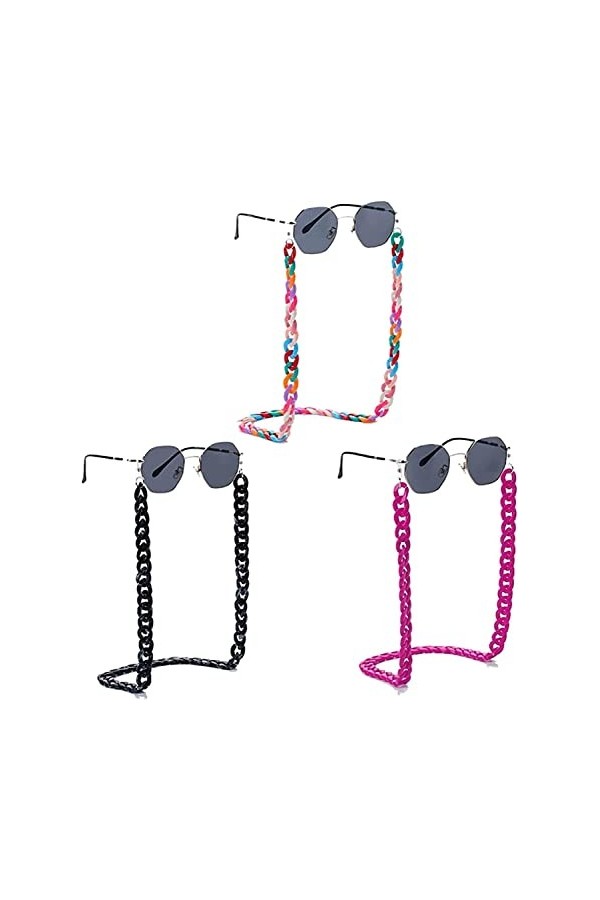 DSFEN Chaîne de retenue de Lunettes en Acrylique 3 pièces, Support de chaîne de retenue de Lunettes Multifonctionnel chaîne d