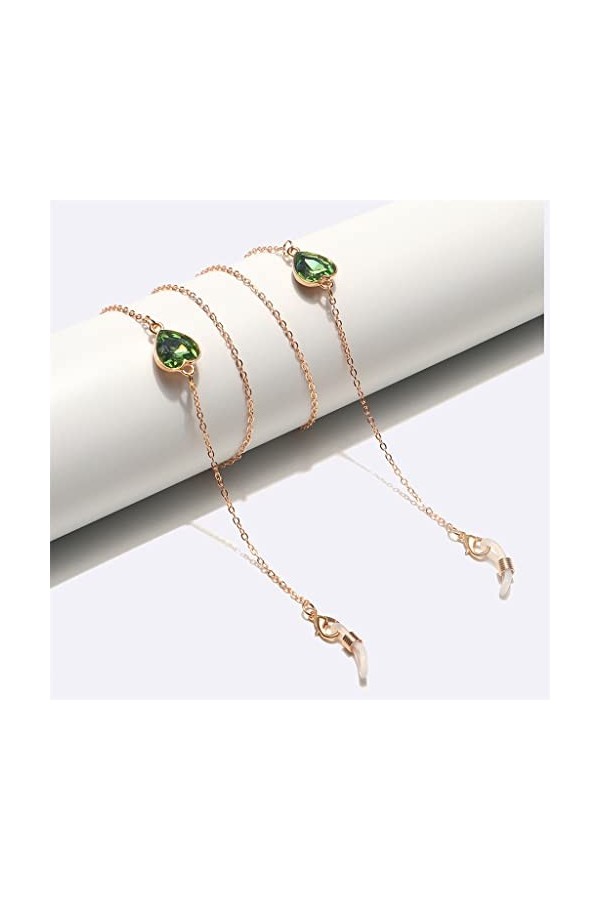 Or, Rouge, Cristal Rond, Corde de Lunettes de Soleil, Voyage, Mode, Lunettes de Soleil, Chaîne de Lunettes Couleur : E, Tail