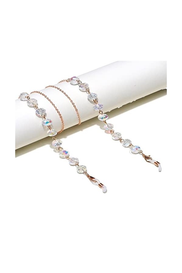TONZN Lunettes rondes en cristal chaîne mode lunettes corde longe lunettes accessoires longe D 1 