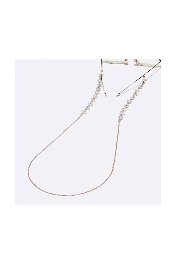 TONZN Lunettes rondes en cristal chaîne mode lunettes corde longe lunettes accessoires longe D 1 