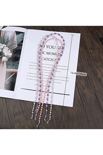 DSFEN 3 pièces chaîne de Lunettes perlée Porte-Lunettes de Lecture Perle Lunettes de Soleil Porte-Sangle Porte-Lunettes Autou