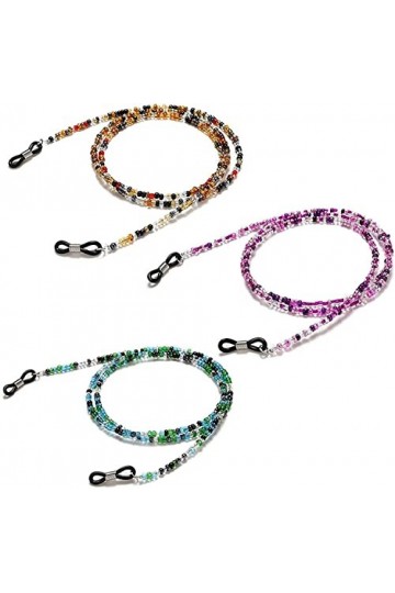 DSFEN 3 pièces chaîne de Lunettes Lunettes de Soleil Porte-Sangle Lecture Cordons de Verre lanière Collier de Perles chaîne e