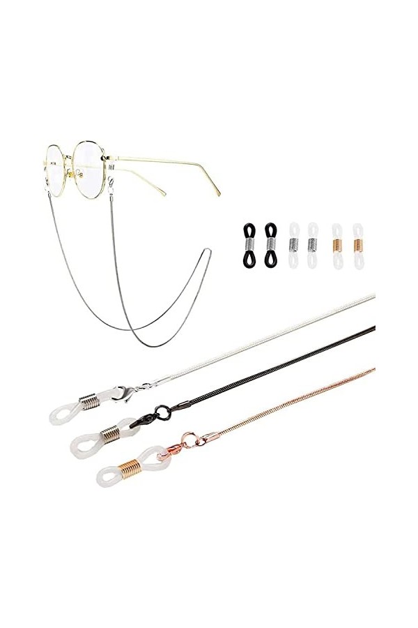 3 PCS Métal Perlé Lunettes Chaîne Lunettes De Soleil Sangle Titulaire Lecture Verre Cordons Lanière Collier Chaîne Long Colli