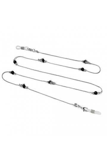 HAOLI Chaînes de Lunettes Chaîne Fine en cuivre à la Mode pour Lunettes Perles Noires Chaîne Sangles de Cou Lunettes de Solei