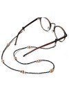 TONZN Chaîne de perles en bois Chaîne de lunettes rétro Chaîne de lunettes simple Chaîne de lunettes de cou anti-perte D 66C