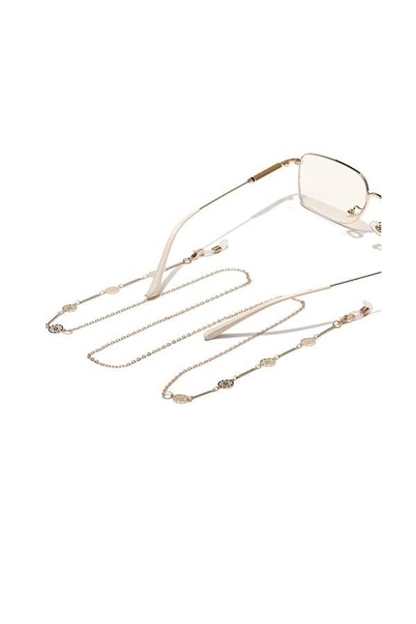 TONZN Chaîne de lunettes ronde creuse dorée Lunettes de soleil Lunettes de soleil Accessoires Chaîne de lunettes décoratives 