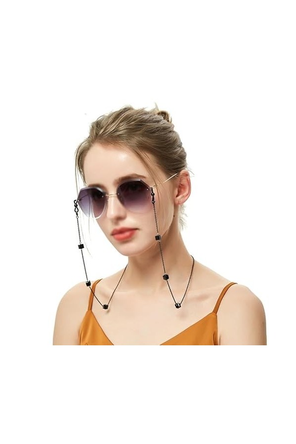 TONZN Lunettes de soleil carrées en cristal Lunettes de myopie Lunettes de lecture Lunettes Chaîne Lunettes Corde Accessoires