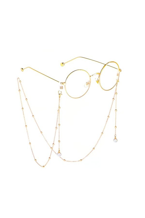 Générique Chaîne de Lunettes à Clipser colorée en Perles dorées Chaîne de Lunettes en métal D comme indiqué sur limage 