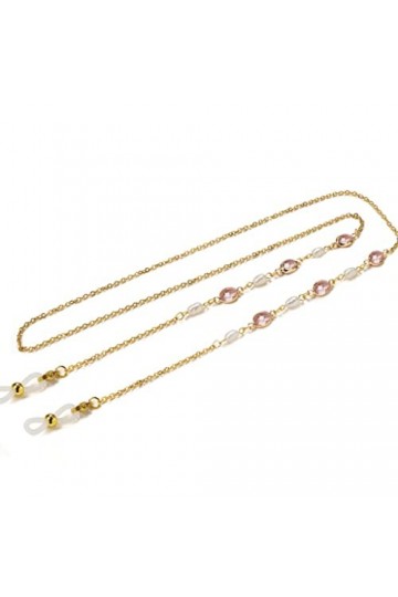 Collier de lunettes en cristal perlé pour femmes, chaînes de porte-lunettes en acier inoxydable chic Couleur : C, Taille : 7