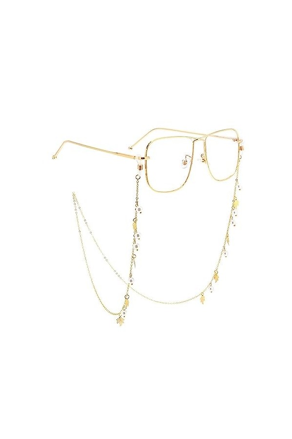 TONZN Chaîne de lunettes Pearl Halter Vintage Lunettes de soleil Lunettes de soleil Anti-Slip Chain Lanyard D 74CM 