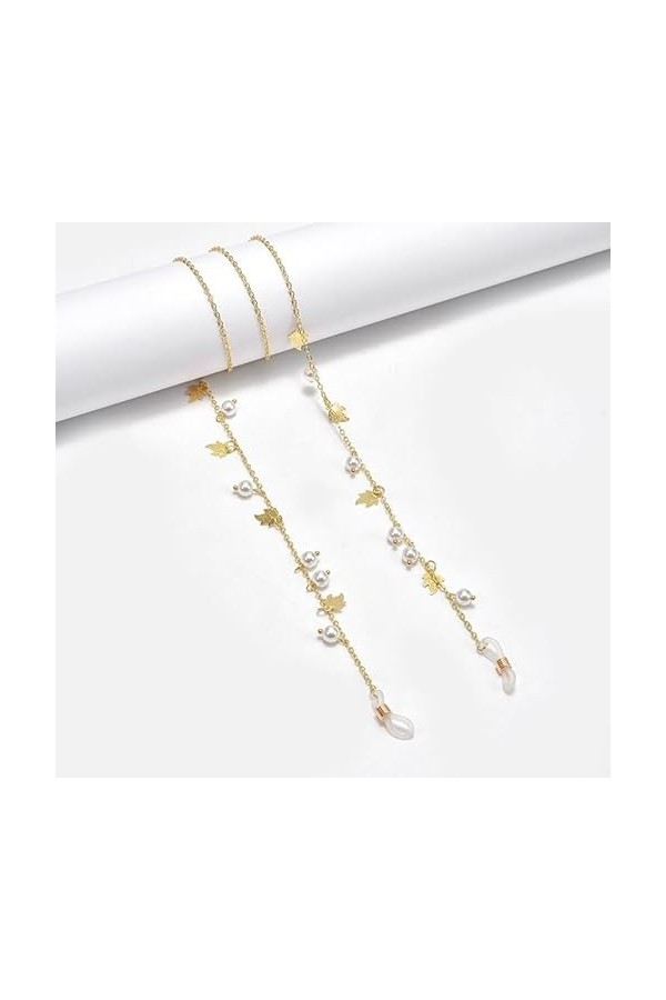 TONZN Chaîne de lunettes Pearl Halter Vintage Lunettes de soleil Lunettes de soleil Anti-Slip Chain Lanyard D 74CM 