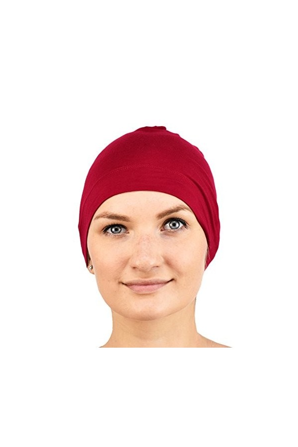 Jasmine Silk Bonnet de nuit unisexe en soie - Convient pour chimio et perte de cheveux - Chapeau carmani chimio cancer, Rouge