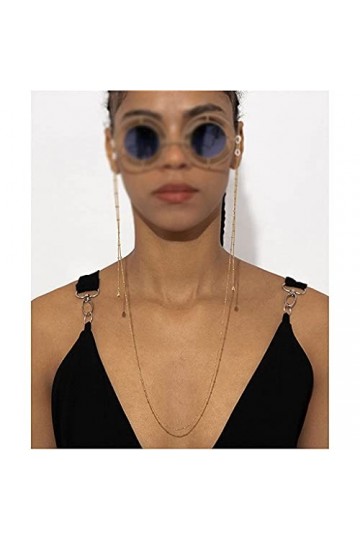 Chaînes de lunettes Chaîne de lunettes en or pour femmes Perles rondes Lanyard Lunettes de mode Strap Cordons de lunettes de 