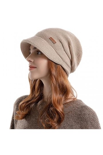 Dhiver Casquette Bonnette pour Femmes Tricoté Chapeau Femmes Slouch Bonnet Knit Béret Chapeaux Doux Polaire Liner Crochet Cr