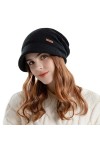 Dhiver Casquette Bonnette pour Femmes Tricoté Chapeau Femmes Slouch Bonnet Knit Béret Chapeaux Doux Polaire Liner Crochet Cr