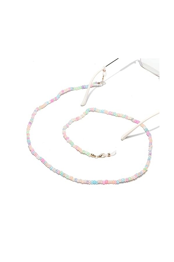 TONZN Corde de lunettes de chaîne de lunettes de chaîne de lunettes de perles de riz de couleur mélangée de chaîne à la main 