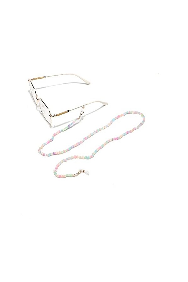 TONZN Corde de lunettes de chaîne de lunettes de chaîne de lunettes de perles de riz de couleur mélangée de chaîne à la main 