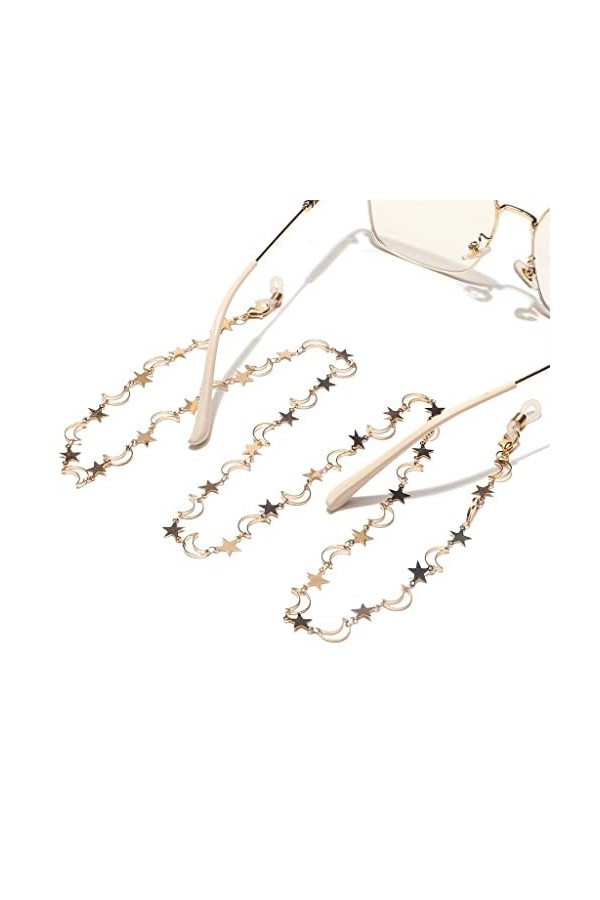 TONZN Chaîne de lunettes de chaîne de lunettes de chaîne de lunettes de lune détoile de cuivre faite à la main de mode D 1 