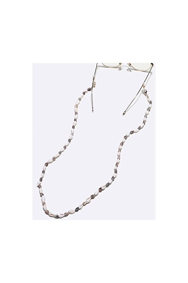 TONZN Chaîne de lunettes de conque noire et blanche tissée à la main Corde de lunettes de mode D 1 