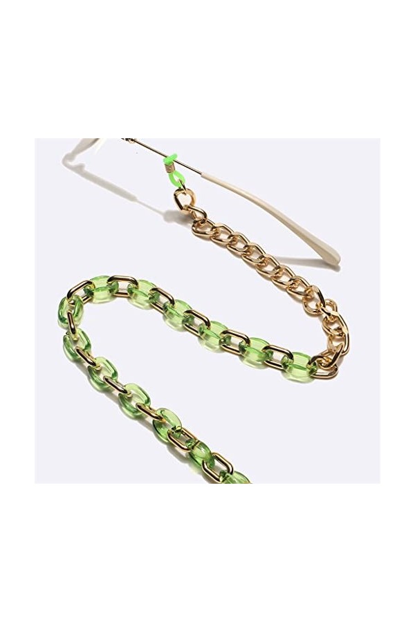 Résine Acrylique Transparent Vert Lunettes Corde Chaîne Épaisse Chaîne De Lunettes D Talla ?nica 