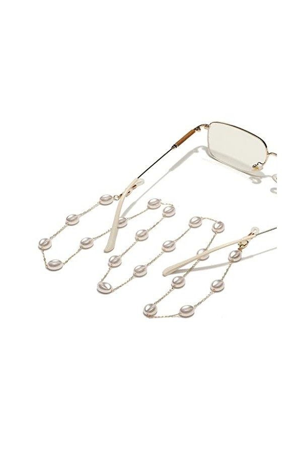 TONZN Lunettes de soleil Fashion 8mm Large Pearl Chain avec chaîne de lunettes D 1 