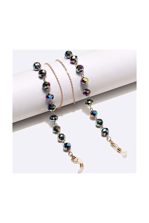 TONZN Chaîne de lunettes rondes en cristal à cinq couleurs Lunettes de mode Corde Longe Accessoires de lunettes D 1 