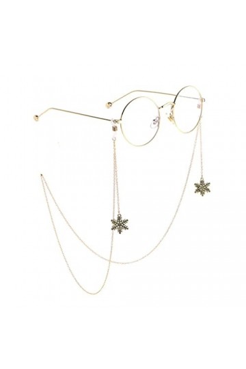 TONZN Corde à lunettes en métal Pendentif flocon de neige en or Chaîne de lunettes à la main D 1 