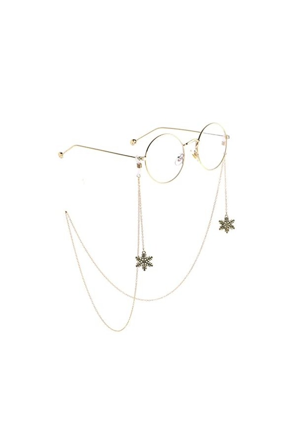 TONZN Corde à lunettes en métal Pendentif flocon de neige en or Chaîne de lunettes à la main D 1 