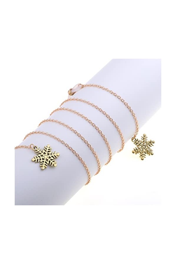 TONZN Corde à lunettes en métal Pendentif flocon de neige en or Chaîne de lunettes à la main D 1 